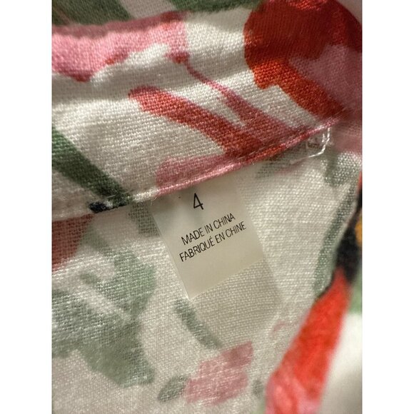 T Tahari White and Pink Floral Sleeveless Linen Blend Midi Dress Size 4, EUC - Picture 5 of 10